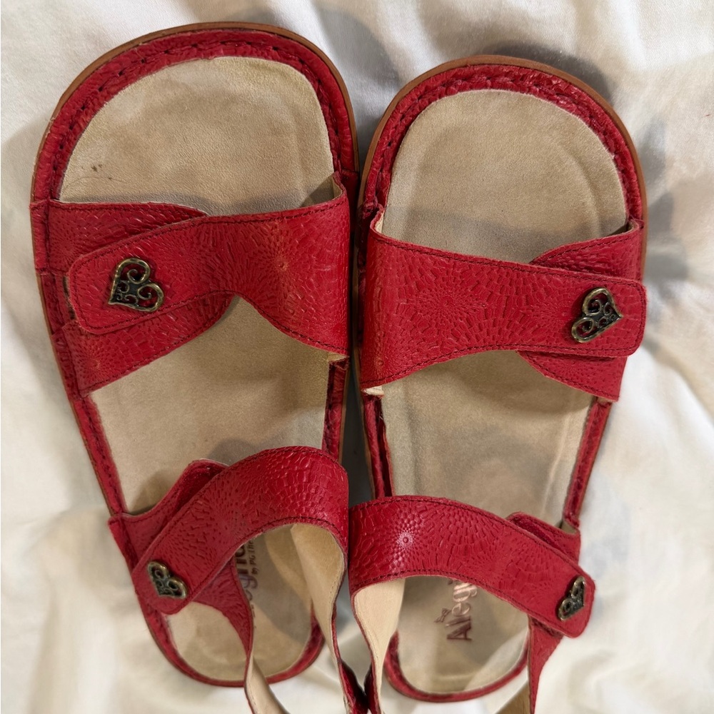 Alegria Vibrant Red Sandals with Heart Accents